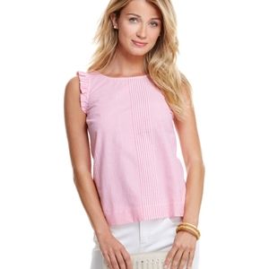 VINYARD VINES | Verigated Seersucker Ruffle Top